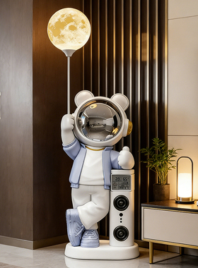 潮酷宇航员带夜灯蓝牙音响时钟落地摆件客厅电视柜创意家居装饰品