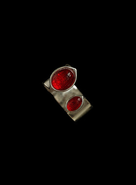 古着vintage复古银Ruby戒指