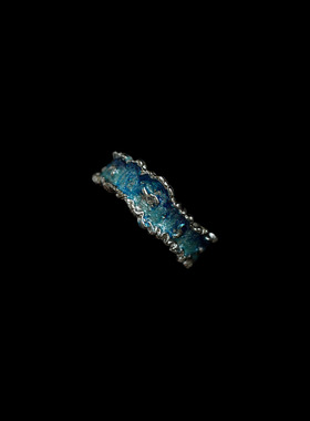 古着vintage复古蓝色花朵戒指