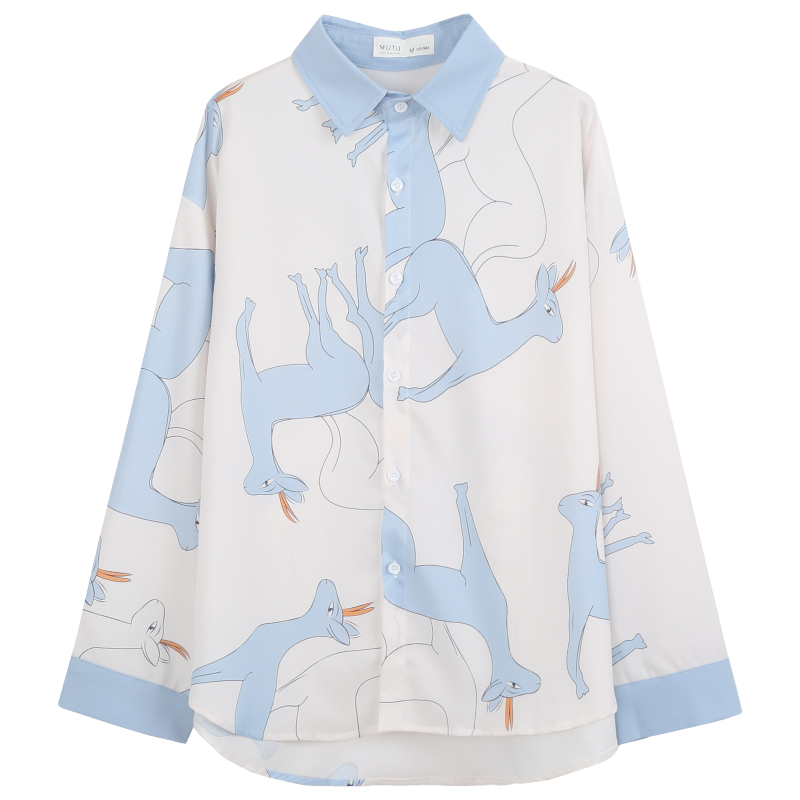 慕兔复古港味2020新款春夏韩版衬衫 慕兔衬衫