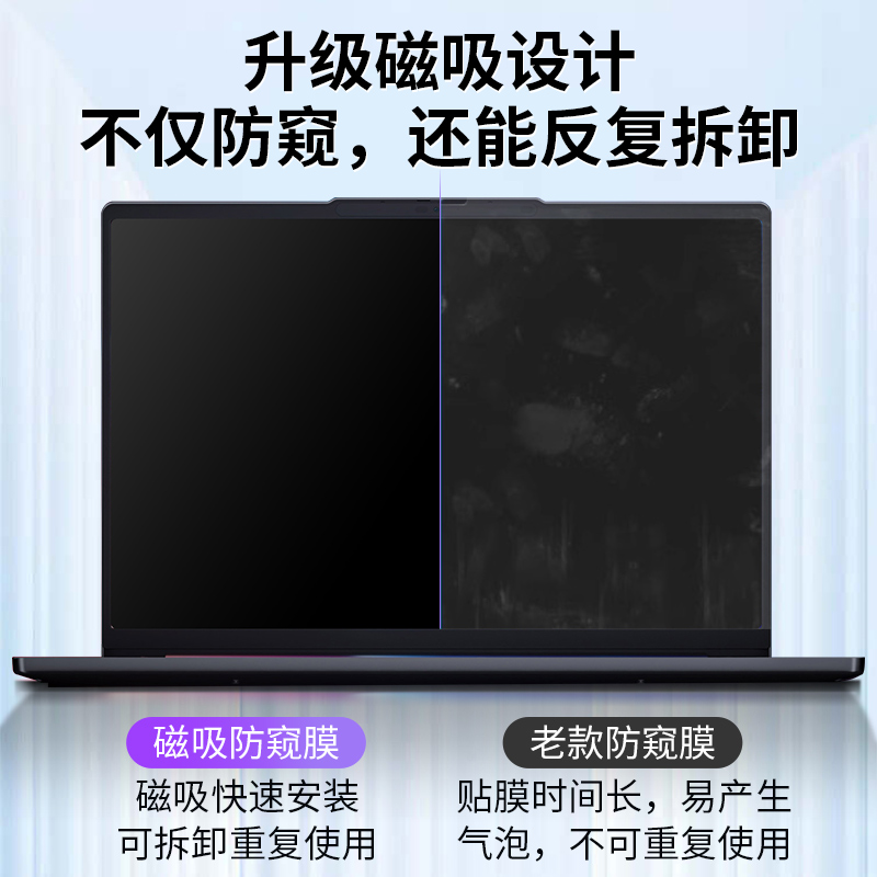 笔记本防窥膜电脑防窥膜14寸防窥视屏保护膜15.6寸防窥膜适用于联想华硕戴尔Acer华为苹果屏幕防蓝光磁吸 - 图2