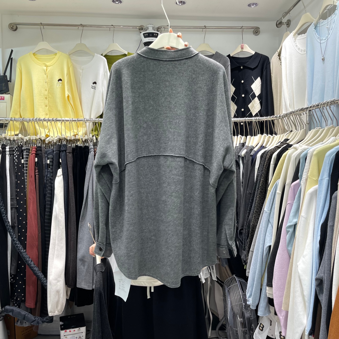 2025秋冬新款时尚宽松百搭加绒外套女简约圆领中长款气质毛呢上衣 - 图2