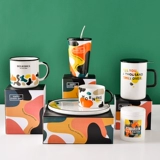 Керамическая чашка Mark Cup с крышкой ложкой творческая пара офисная домашняя чашка молока кофейная чашка мужская и женская чашка водяной чашки