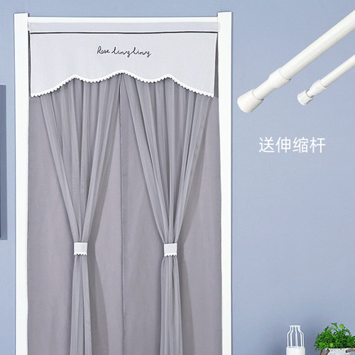双层蕾丝门帘家用四季防蚊纱帘夏季通用隔断帘免打孔卧室纱门帘子 - 图1