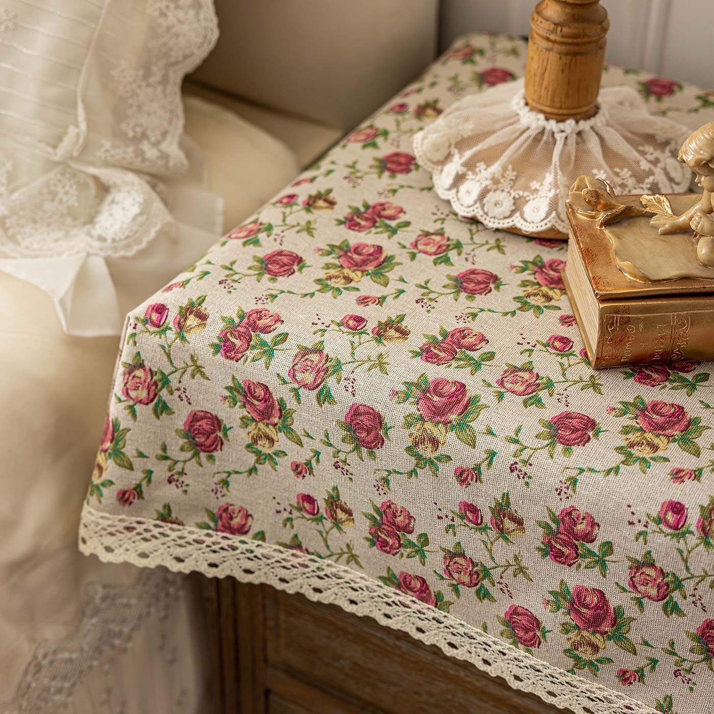 美式田园床头柜高档盖布防尘罩冰箱盖空调盖垫洗衣机打印机盖巾,淘宝优惠券,粉丝福利购,淘宝优惠卷