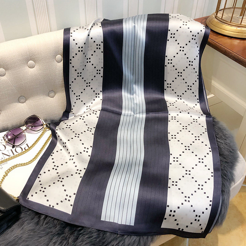 蓝色真丝丝巾女百搭秋冬装饰披肩两用100%桑蚕丝长款韩版围巾装饰,淘宝优惠券,粉丝福利购,淘宝优惠卷