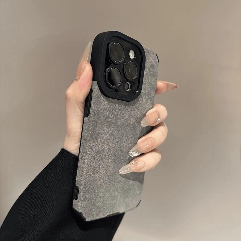 瞳眼翻毛皮灰色适用苹果16手机壳iphone15/13简约11promax新款华为Pura70男女mate60pro荣耀200小米14/Reno12