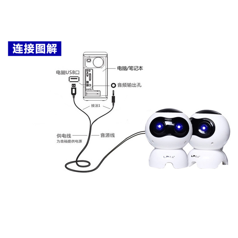 品诺美数码专营店LP/亮派 Q900电脑音响台式机家用上的喇叭笔记本低音炮USB影响迷你办公室小音箱有线一对带线2