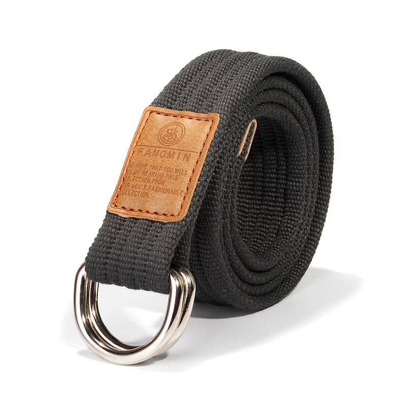 白色夏季帆布腰带女双环扣简约韩国简约牌韩版学生皮带男青年帆布 - 图3