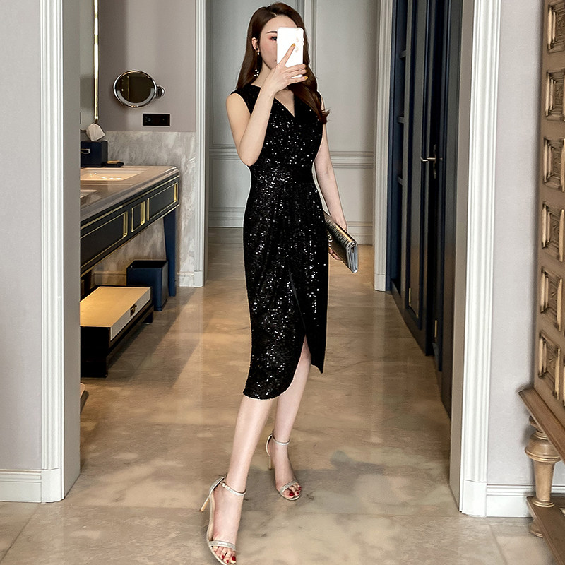 品诺狐黑色闪闪blingbling连衣裙 品诺狐新德瑞娜连衣裙