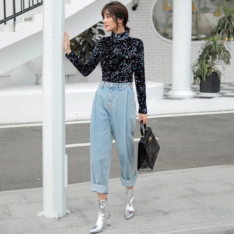 品诺狐亮片很仙的超仙2020新款上衣 品诺狐新德瑞娜T恤