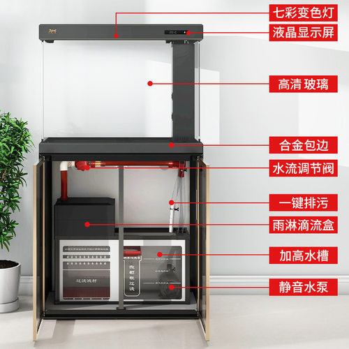 森森鱼缸微透底柜大型客厅家用生态金鱼缸玻璃底过滤免换水水族箱 - 图3