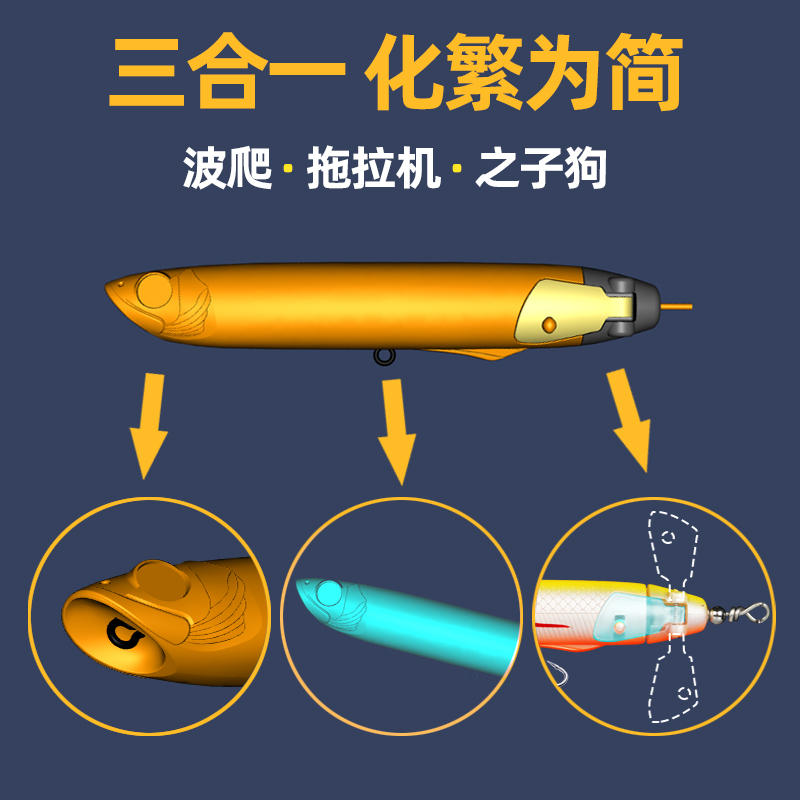 爬拖狗PTG水面系波爬拖拉机之子狗路亚假饵淡水翘嘴鲈鱼鱤鱼黑鱼 - 图3