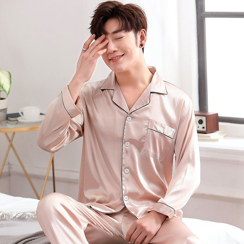 冰丝情侣春秋款丝绸缎两件套装睡衣 俏丽雅睡衣/家居服套装