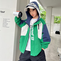 Boy Lian Hat Jacket Spring Autumn Clothing 2023 New CUHK Children Zip-Shirt Jacket Outdoor Camping Outerwear Fashion