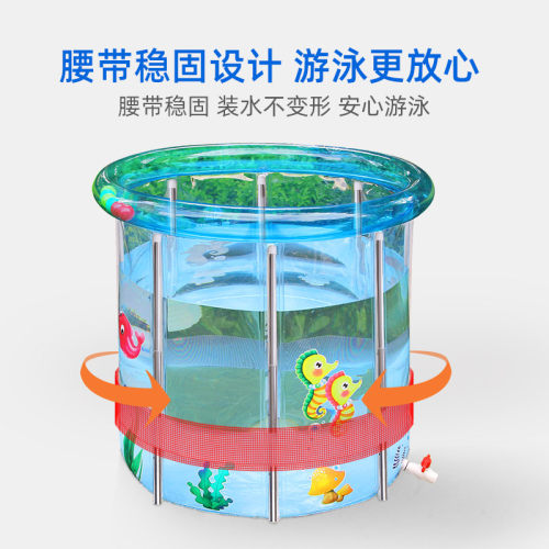 婴儿游泳桶家用宝宝游泳池新生儿童室内加厚充气折叠透明洗澡浴桶 - 图1