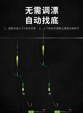 免调漂钓鱼线组套装全套绑好浮漂跑铅带鱼钩鱼线鱼漂主线成品组合