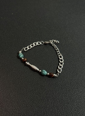 小心袖口 Vintage中古银色小鱼串珠手链复古百搭手链配饰男女手饰