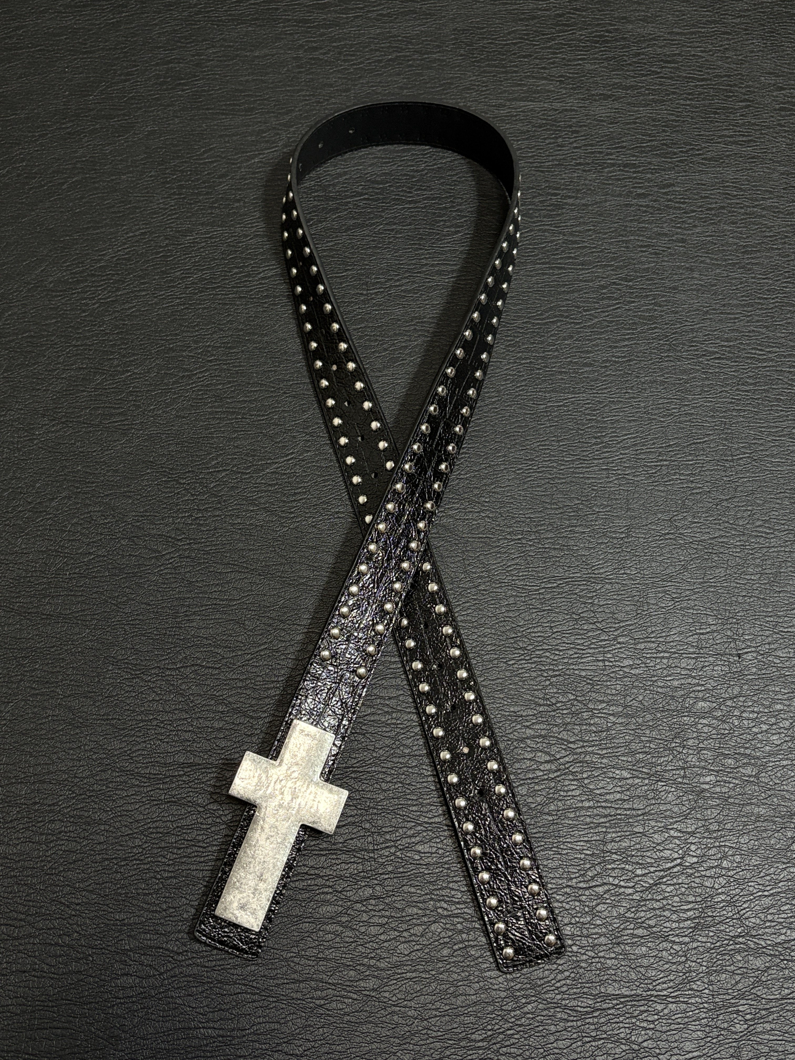 小心袖口 爆裂纹撞钉十字架腰带y2k亚文化哥特朋克暗黑男女皮带,淘宝优惠券,粉丝福利购,淘宝优惠卷