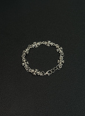 小心袖口 cleanfit中古美式复古十字架手链小众设计朋克做旧手饰