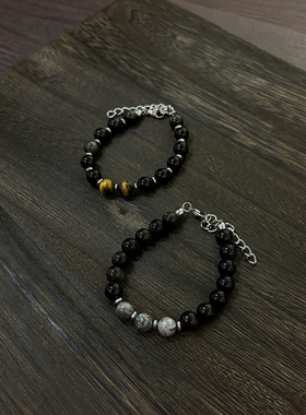 小心袖口「黑曜石」中古Vintage串珠手链简约复古中性小众配饰