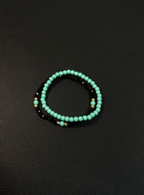 小心袖口 Vintage中古荧光石叠戴串珠手链小众简约手串男女配饰