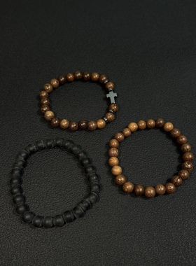 【拍一发三】小心袖口 vintage中古沉香木纹手串复古简约日常百搭