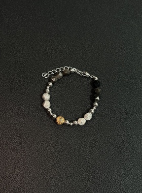 小心袖口 Vintage中古原创复古做旧天然石手链男女冷淡风手串配饰