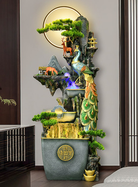 树脂材质循环流水中式客厅摆件