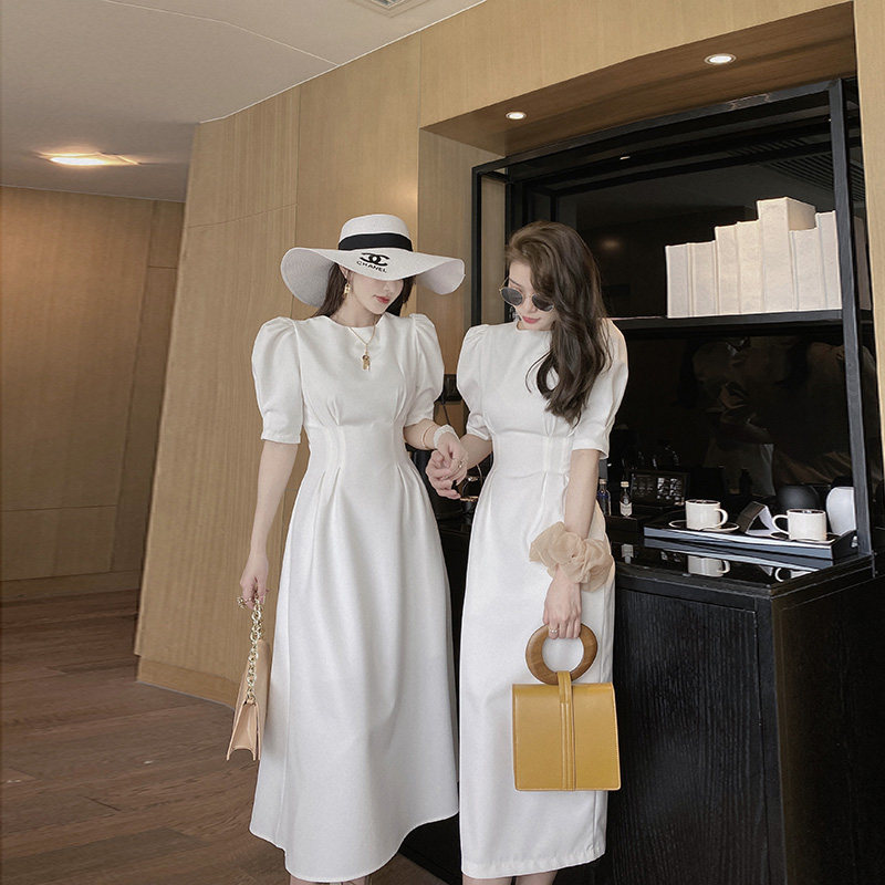 众客加品泡泡袖中长款气质连衣裙 众客加品连衣裙