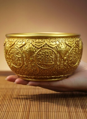 黄铜聚宝盆生肖摆件招财金蟾蜍客厅酒柜玄关装饰工艺品开业乔迁礼