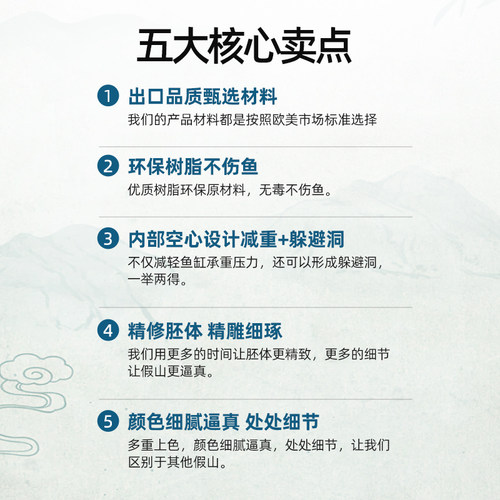 鱼缸造景假山装饰摆件仿真山水石头大小套餐布景内饰躲避虾窝水族 - 图0