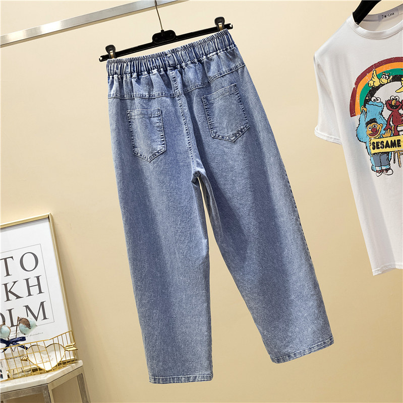 2020夏季刺绣老爹裤超火八分牛仔裤 简羽牛仔裤