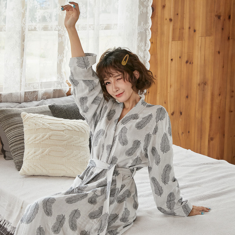 莎菲蒂尔春秋浴袍纯棉纱布夏汗蒸服 莎菲蒂尔睡袍/浴袍