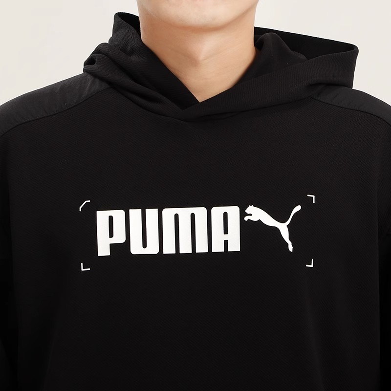 Puma/彪马 Nu-tility LOGO经典休闲百搭连帽卫衣 男款 黑色 - 图0