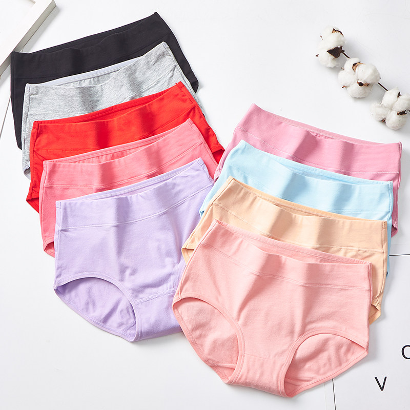 女士内裤女纯棉100%中腰三角裤头 伊样经典内衣内裤