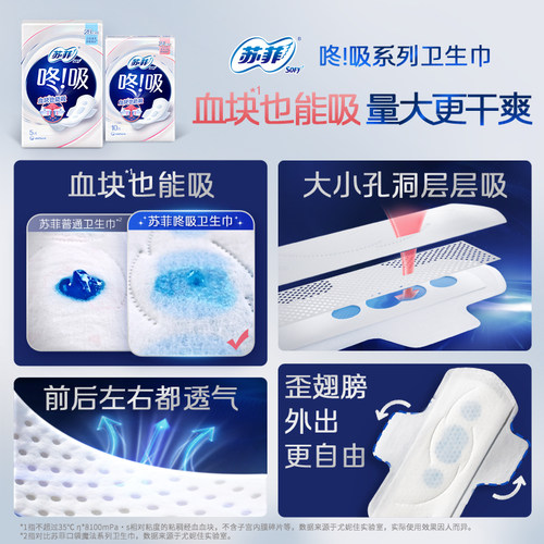 苏菲咚吸血块卫生巾 量大久坐防漏干爽透气超薄日夜安心裤组合 - 图3