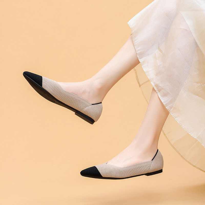2022新款日系王妃鞋女尖头浅口飞织鞋针织单鞋舒适软底休闲平底鞋,淘宝优惠券,粉丝福利购,淘宝优惠卷