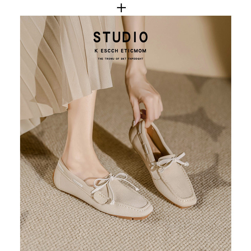 王妃鞋飞织平底方头单鞋针织编织外贸大码女鞋41豆豆鞋43软底透气,淘宝优惠券,粉丝福利购,淘宝优惠卷