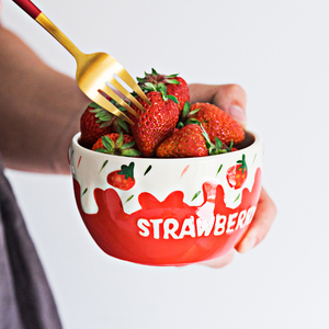 可爱草莓碗陶瓷水果沙拉碗