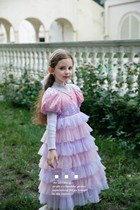 Girls dress Dress Autumn Winter 2023 Dresses Winter Cake New Princess Foreign Air Children Yarn Dresses Fluffy