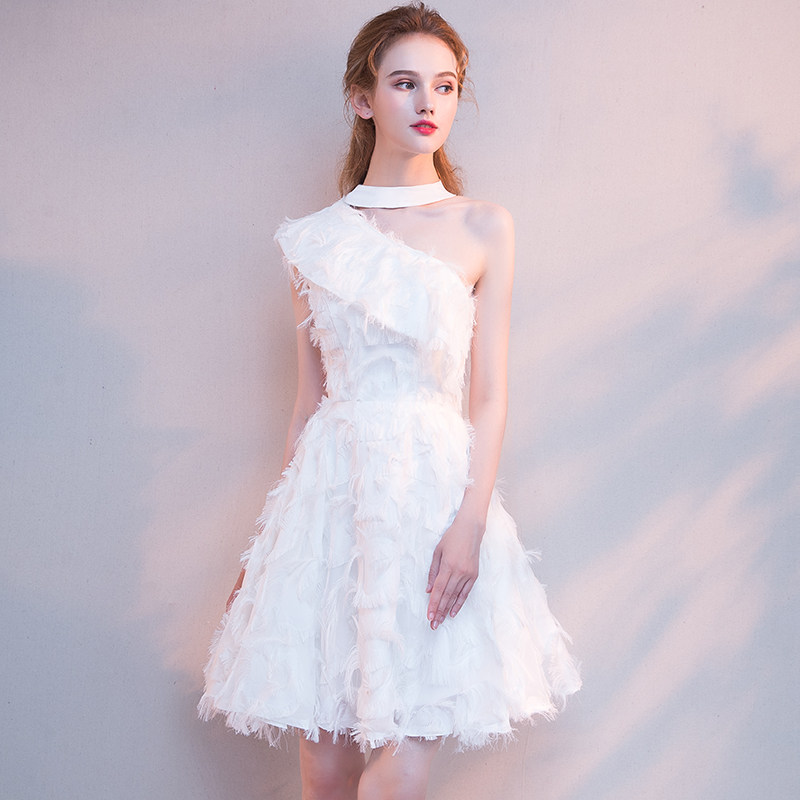 高级质感白色法式宴会气质女晚礼服 菲格菲依礼服/晚装