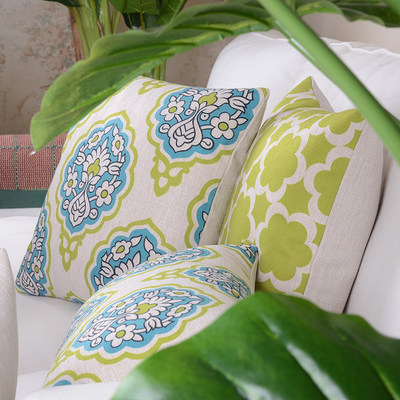 木有年轮绿野仙踪棉麻抱枕靠垫厚实绿色森林系沙发靠枕床头腰枕 虎窝淘