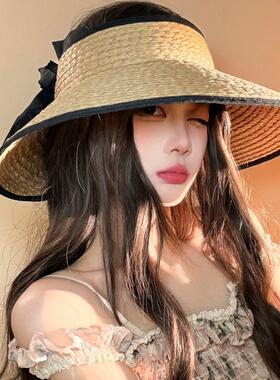大帽檐空顶草帽女夏季海边度假风