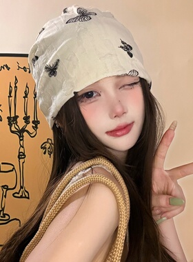 春夏女防风堆堆帽大头围月子帽