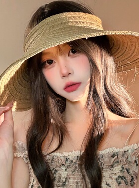 2026日系可卷大檐空顶防晒草帽女