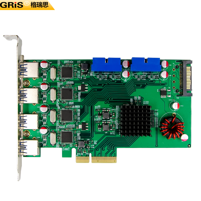 GRIS 8口PCI-E转3.0扩展卡台式机电脑前置面板USB连接线19P转换器 - 图3