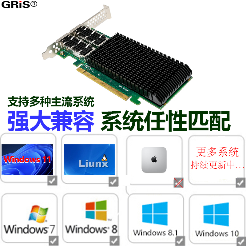 GRIS十万兆PCI-E转100G光纤网卡迈络思Mellanox ConnectX-5双口服务器X16台式机QSFP28群晖汇聚RDMA智能网卡-图0