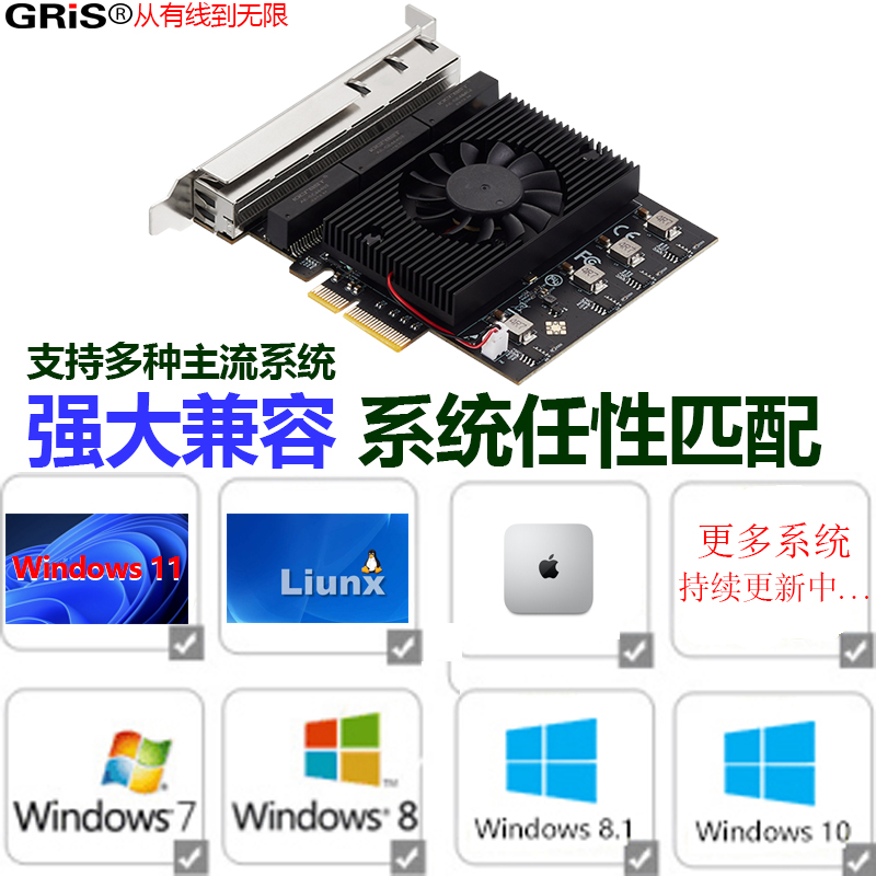 GRIS 6口PCI-E转2.5G千兆网卡2500M以太网ESXI服务器台式机网络游戏电脑汇聚软路由REALTEK瑞昱RTL8125B群晖 - 图0