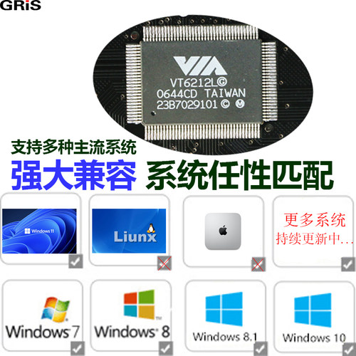 GRIS PCI转USB扩展卡台式机电脑VIA内置2.0转接HUB集线器480Mbps - 图3